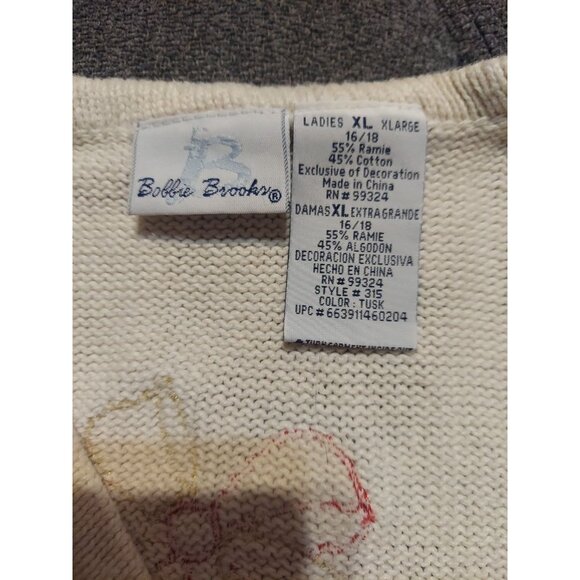 Vintage Bobbie‎ Brooks Ugly Christmas Sweater Vest Womens XL Beaded Embroidered - Picture 6 of 6